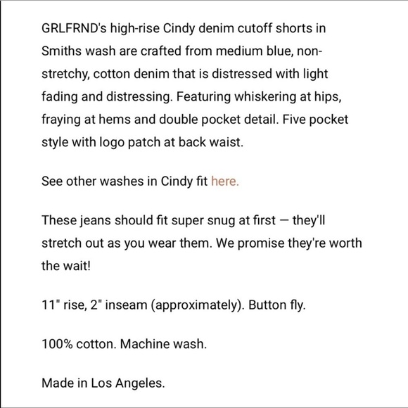 GRLFRND Girlfriend Cindy High-Rise Denim Shorts Size 25 - Picture 15 of 15